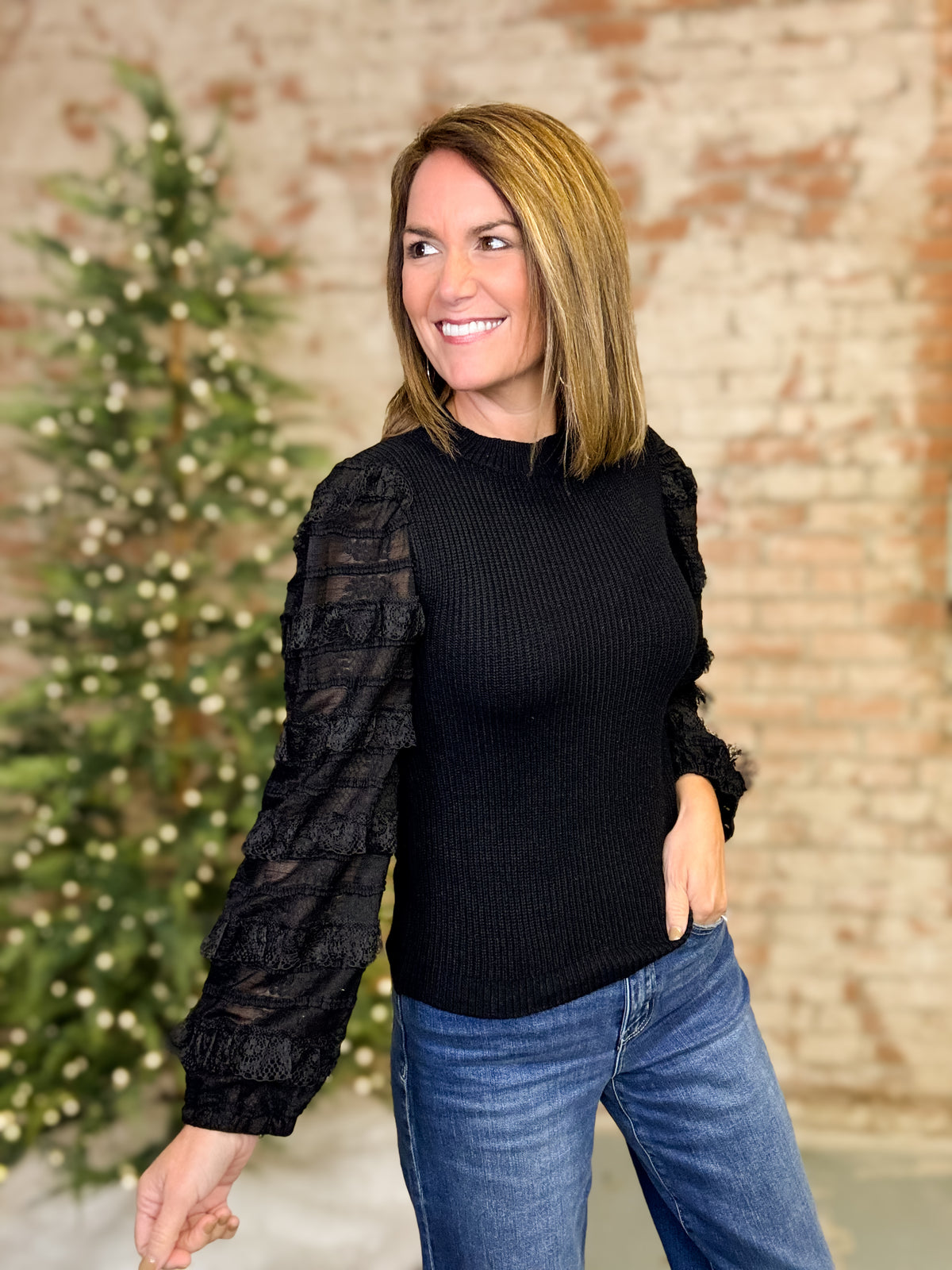 Jude Mixed Media Sweater Top