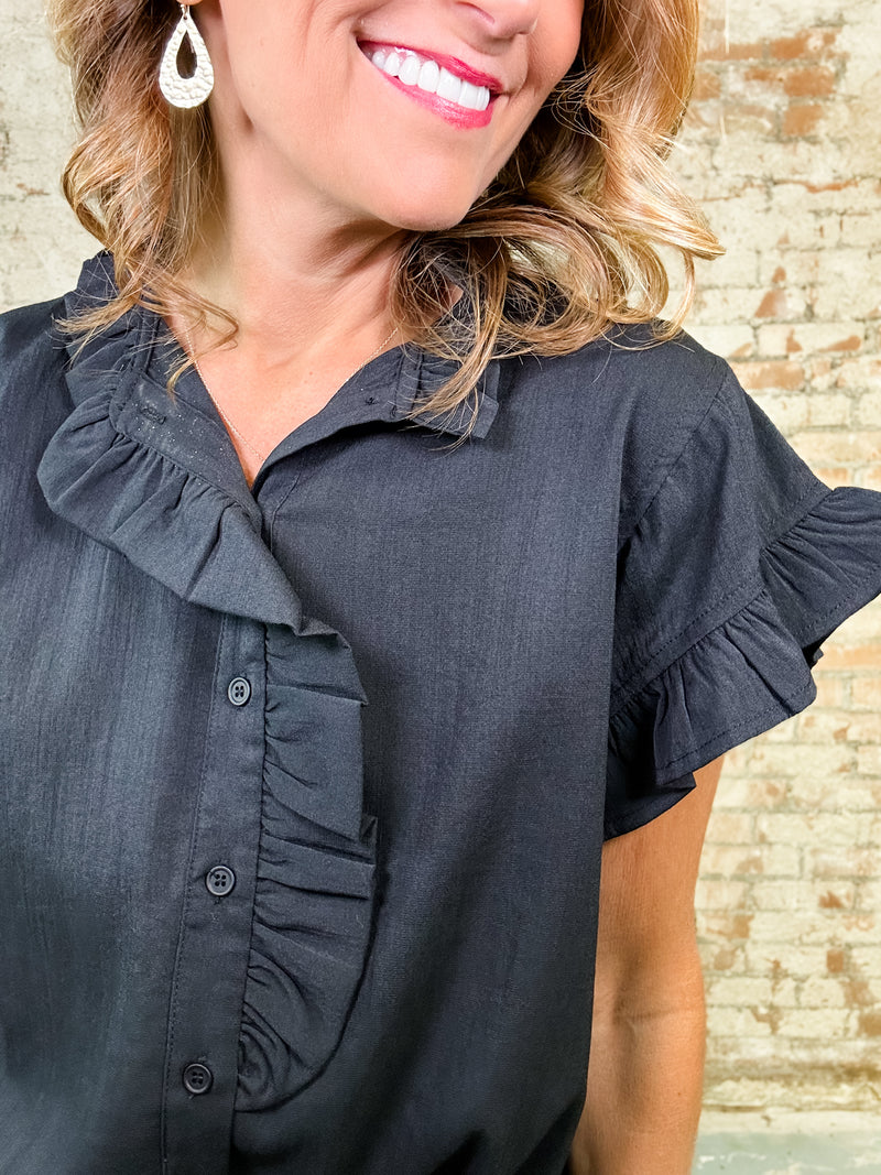 Ebony Ruffle Top