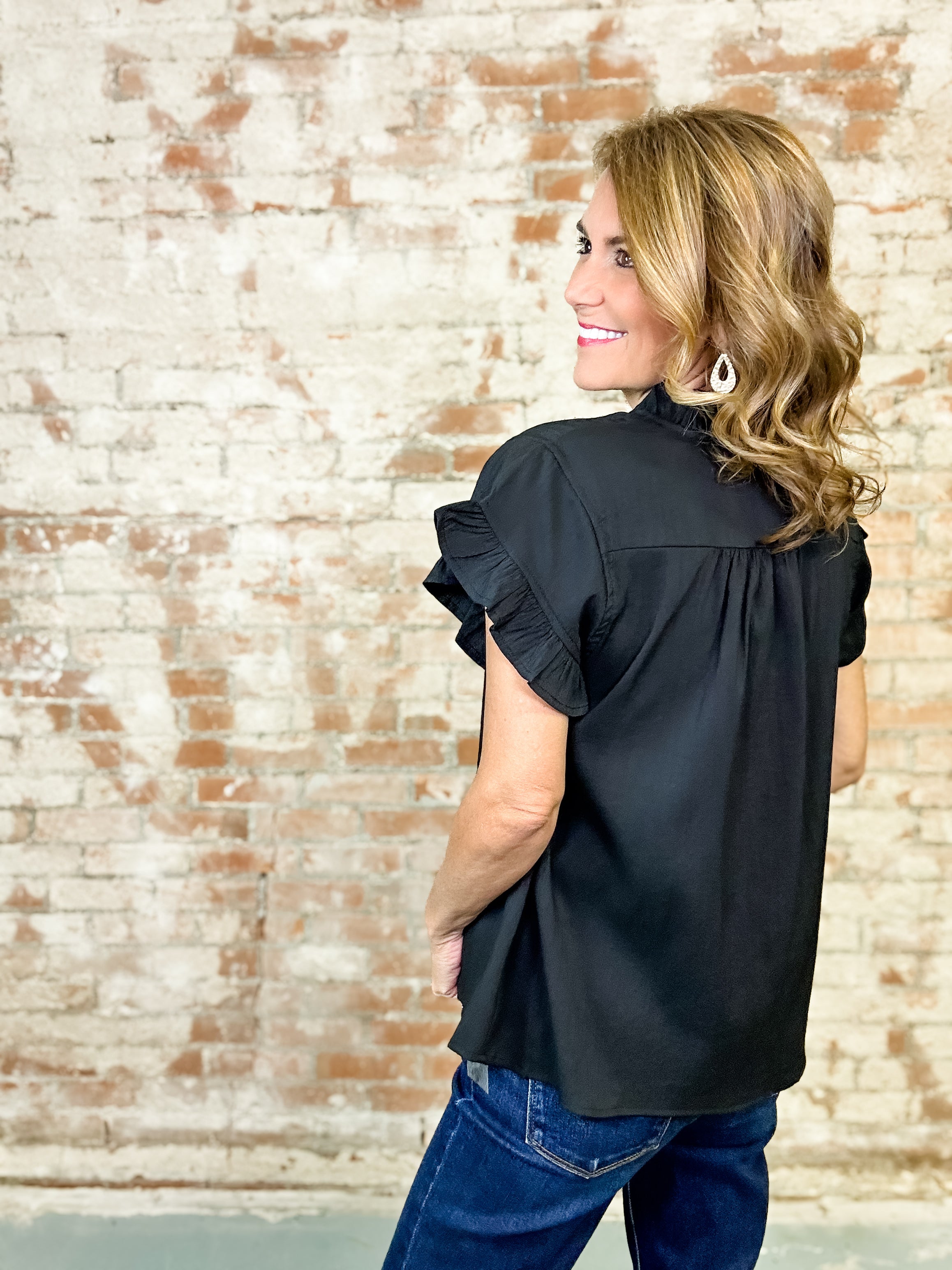 Ebony Ruffle Top