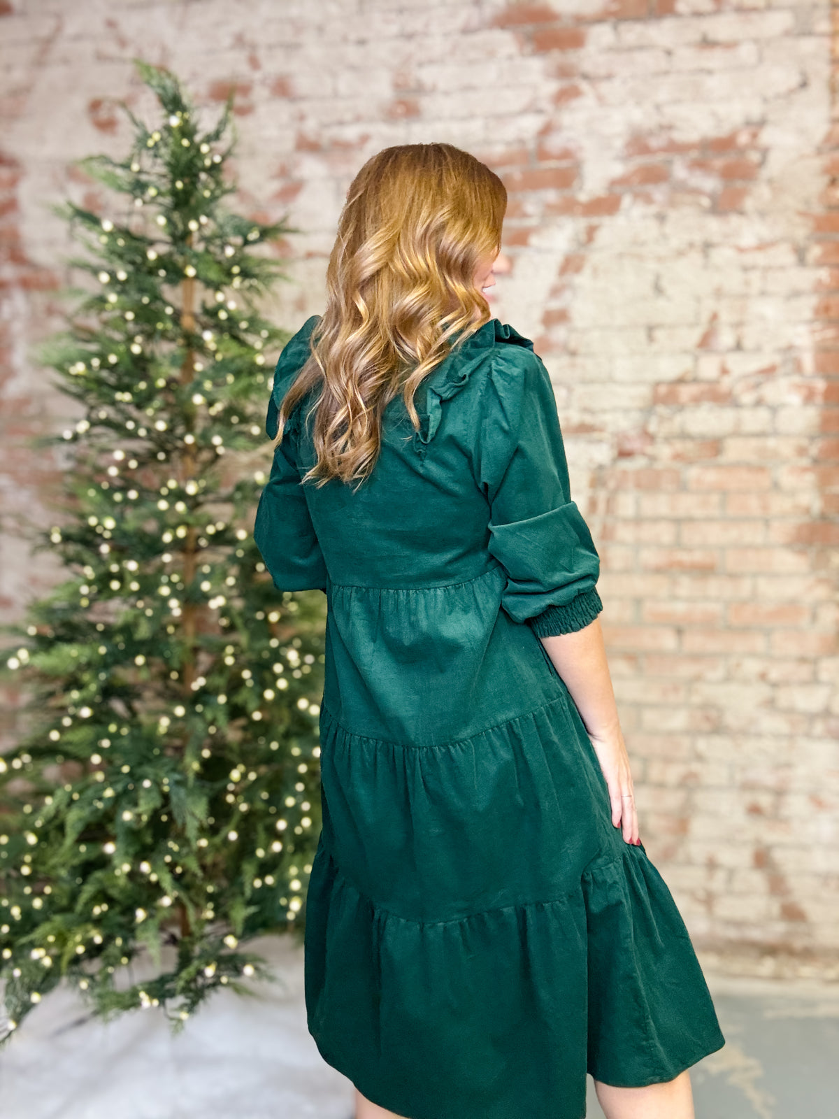Calum Ruffle Corduroy Dress