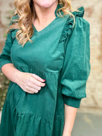 Calum Ruffle Corduroy Dress
