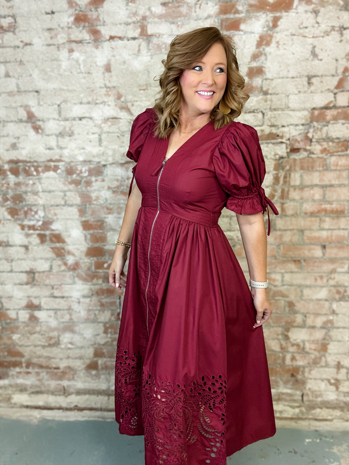 Savannah Solid Puff Sleeve Dress