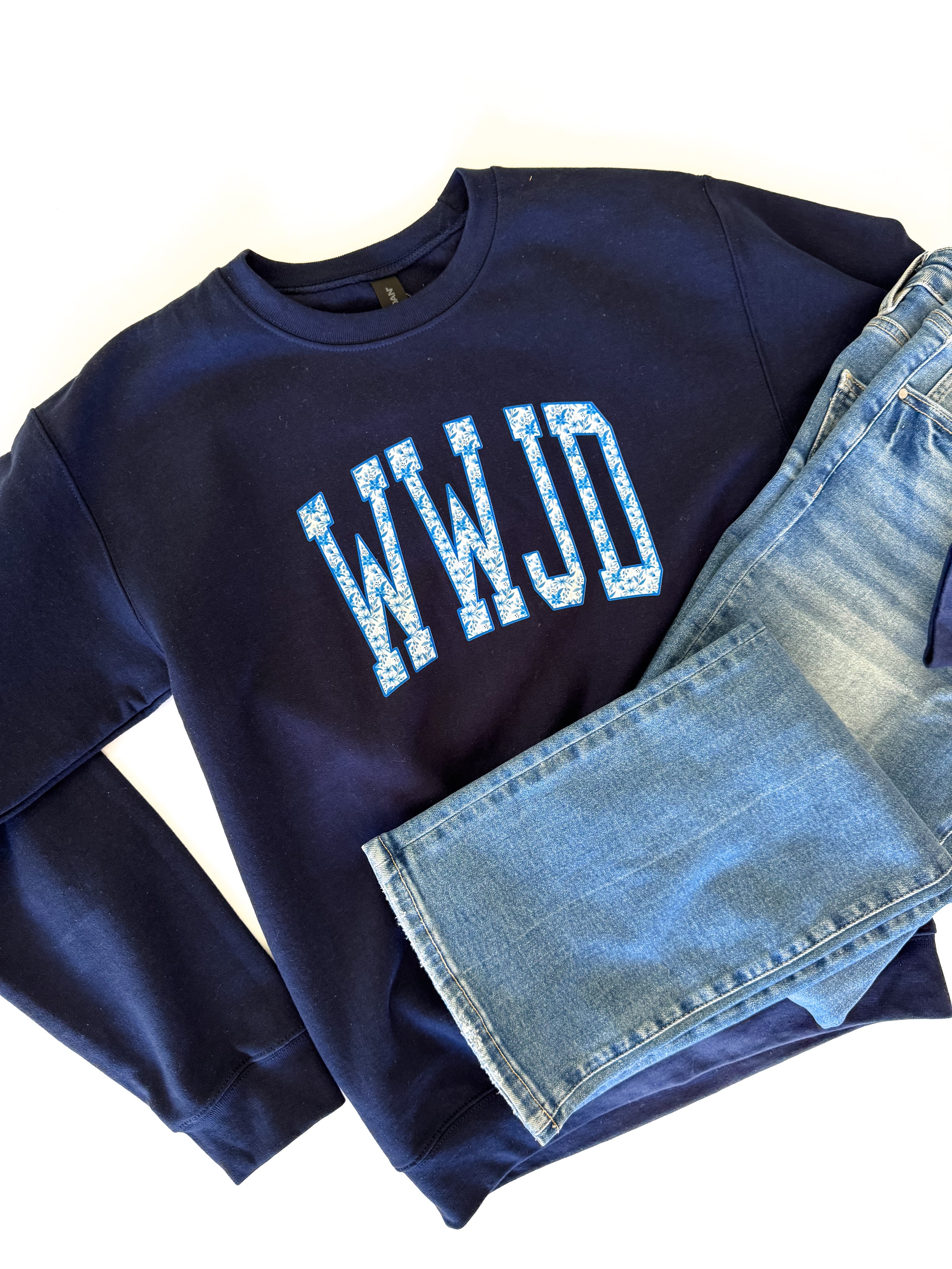 Navy Floral WWJD Sweatshirt