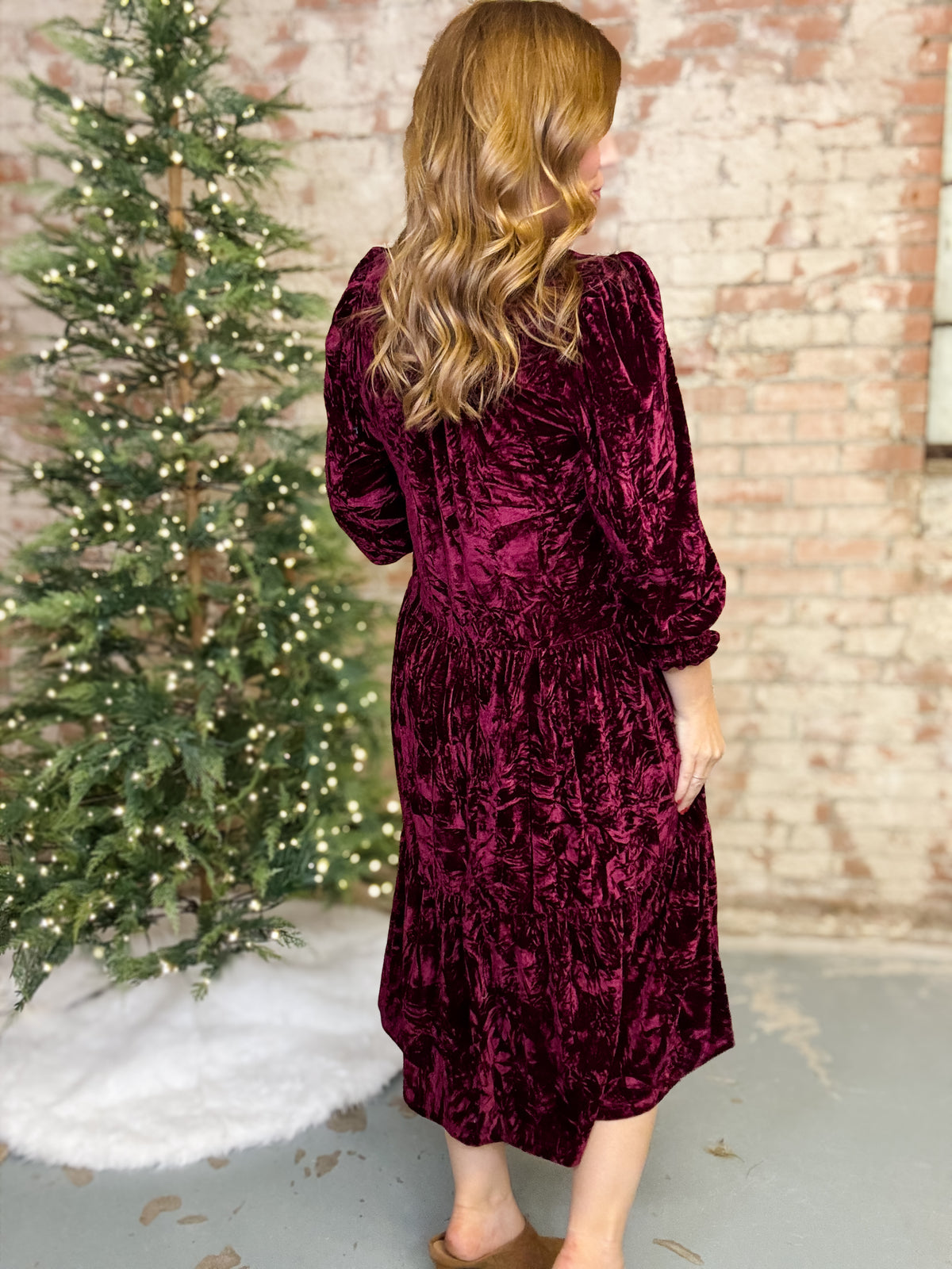 Gracelyn Velvet Tiered Midi Dress