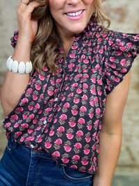 THML Zariah Flutter Sleeve Top