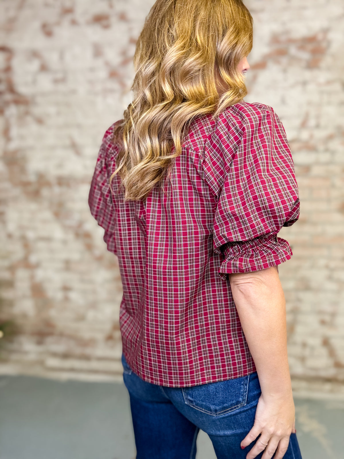 Alexa Plaid Necktie Top