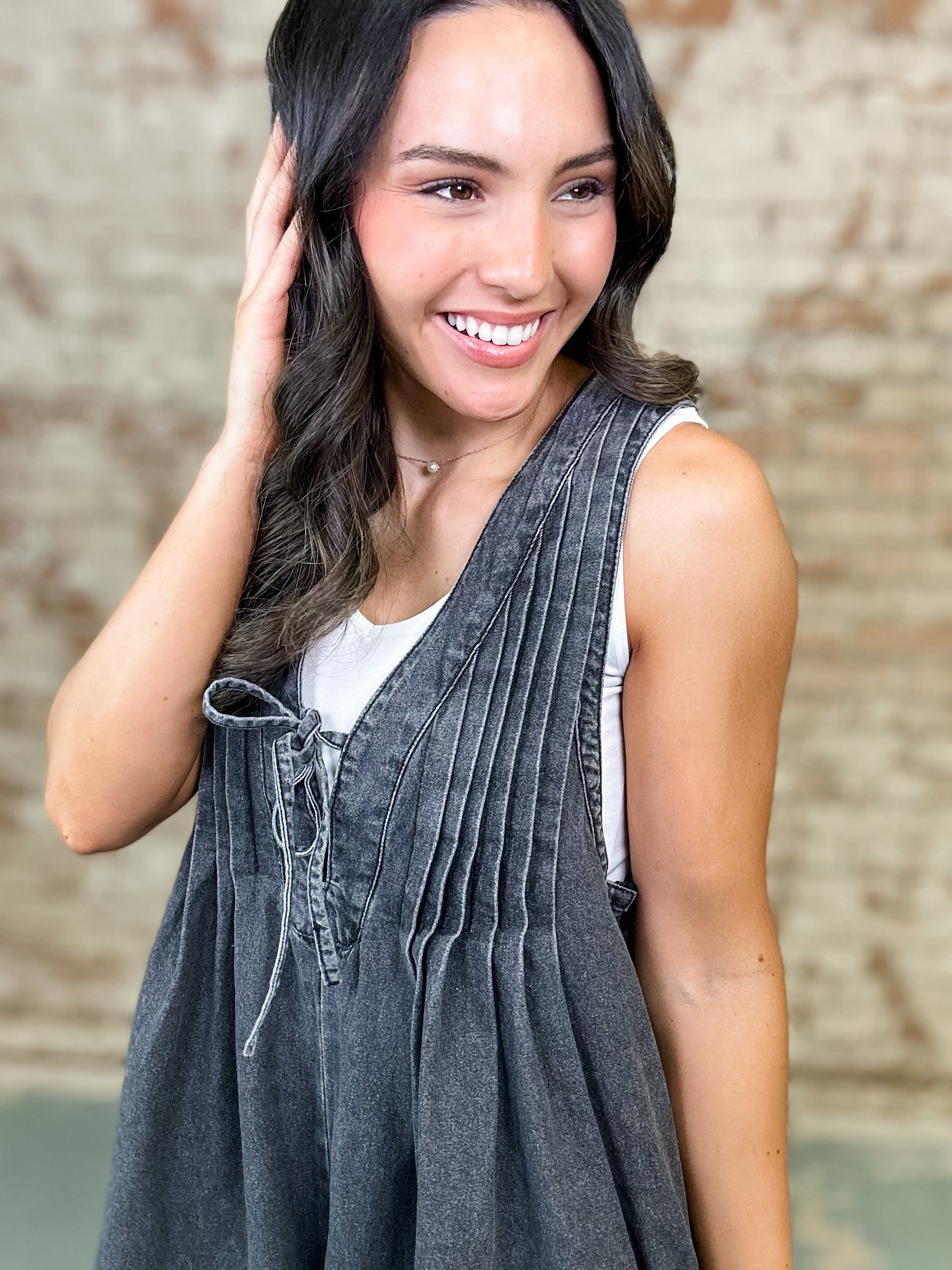 Leah Denim Romper