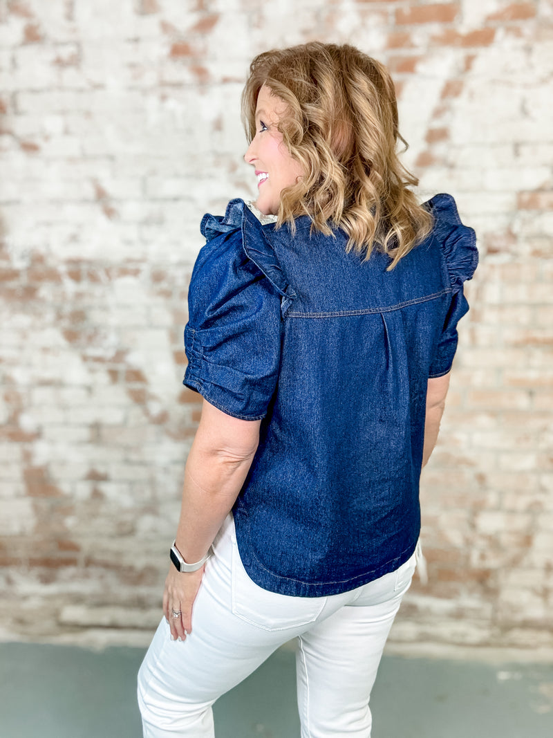 Emberly Denim Collared Top