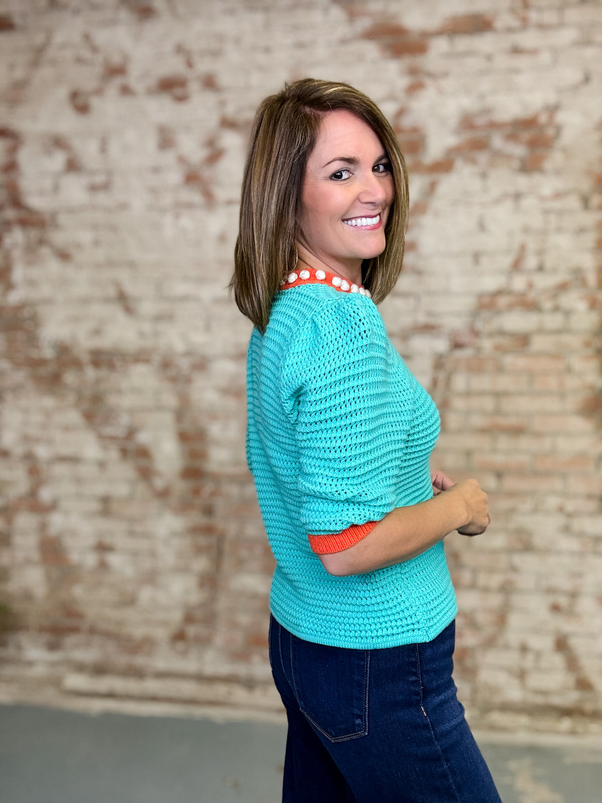 THML Tressy Crochet Sweater Top