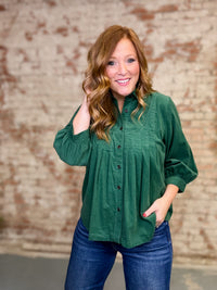 Crosby Pleated Corduroy Top