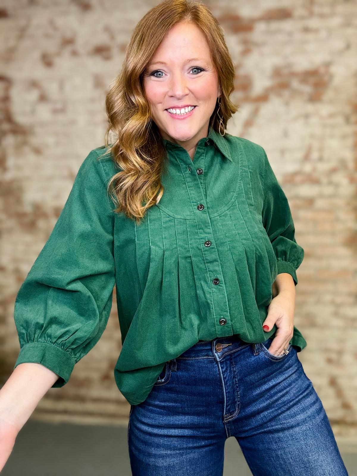 Crosby Pleated Corduroy Top