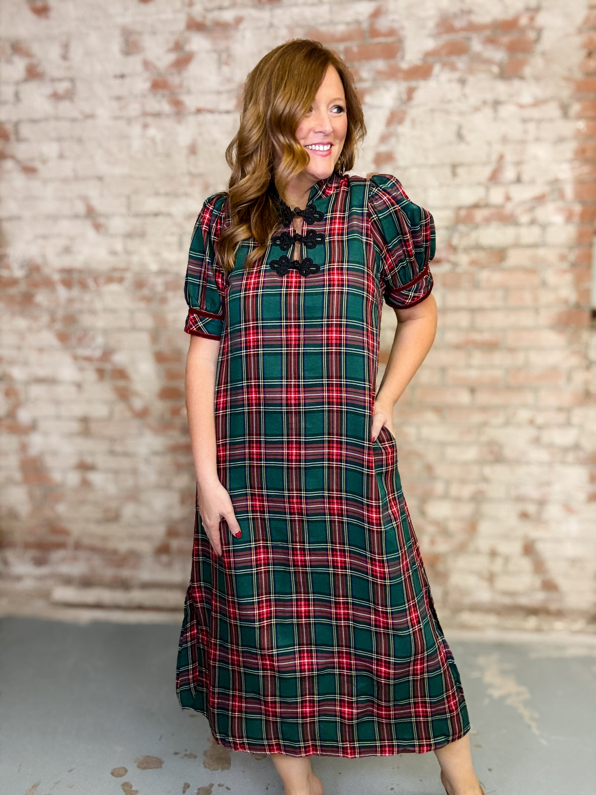 Angel Tartan Plaid Midi Dress