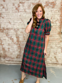 Angel Tartan Plaid Midi Dress