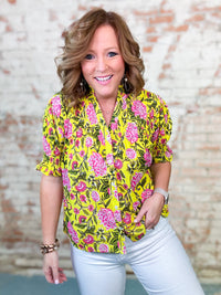 THML Dylan Yellow Flower Print Top