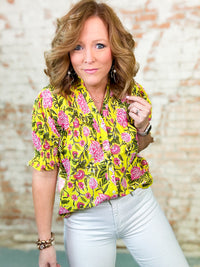 THML Dylan Yellow Flower Print Top