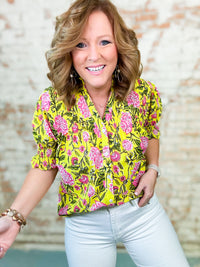 THML Dylan Yellow Flower Print Top