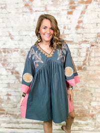 Christina Embroidered Woven Dress