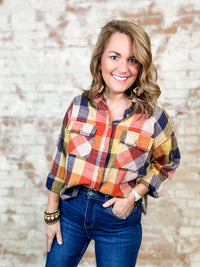 Lufkin Plaid Button Up Top