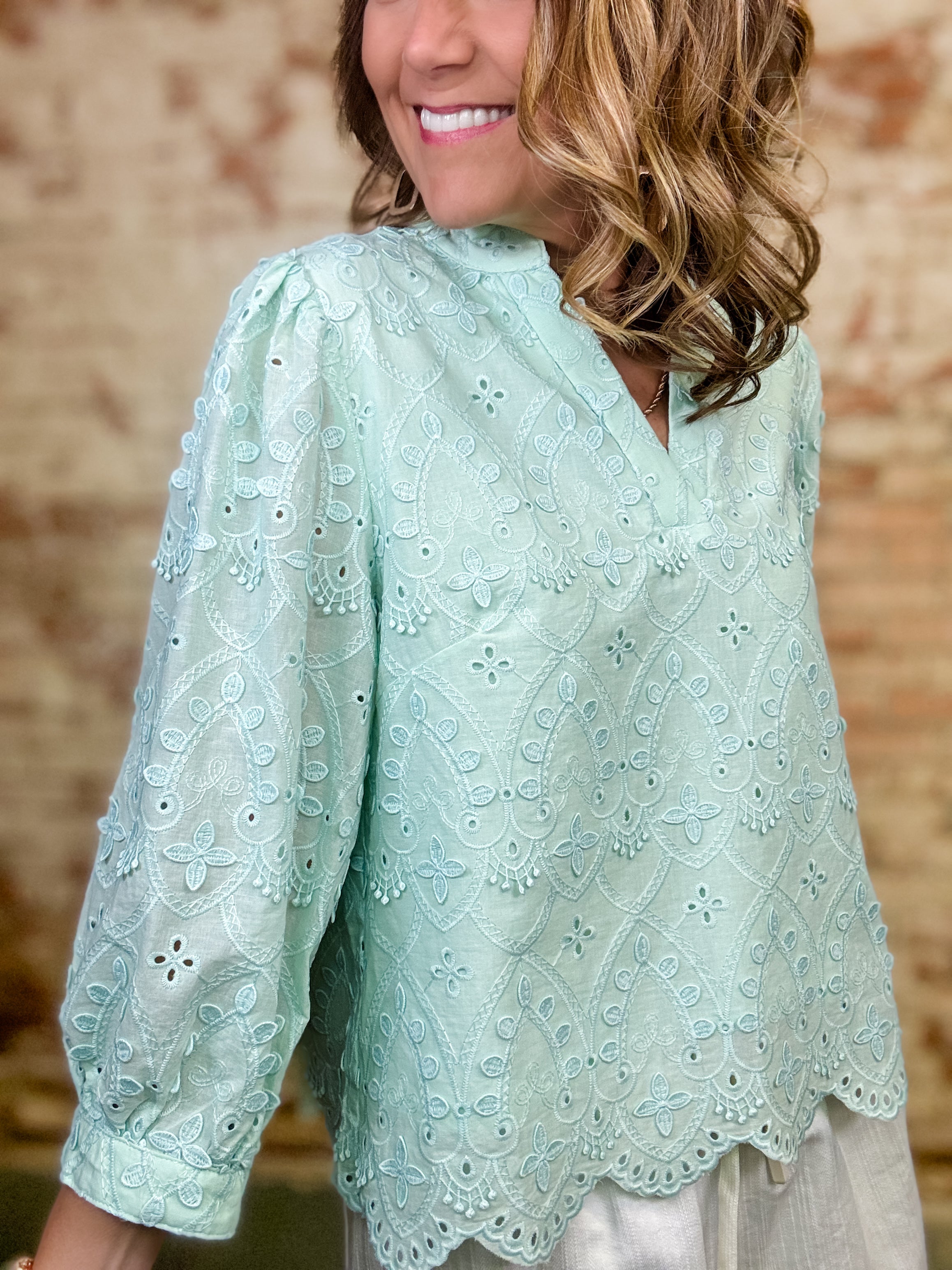 Loren Lace Eyelet Top