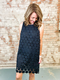Clarabelle Black Dot Textured Dress