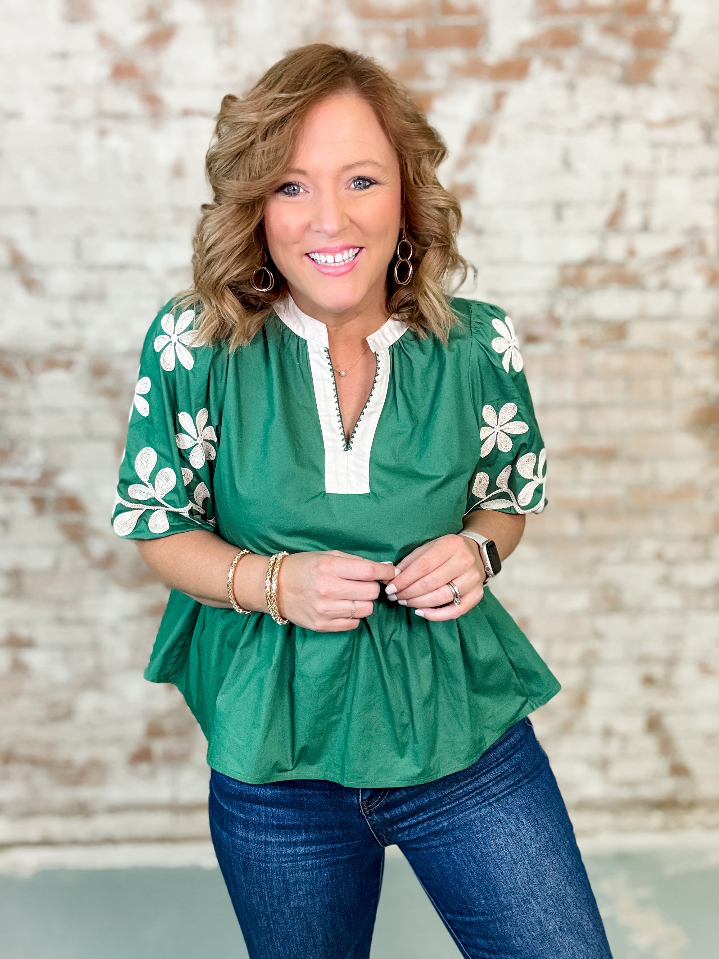 Brandi Embroidered Peplum Top