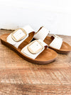 Dawn White Double Buckle Sandals