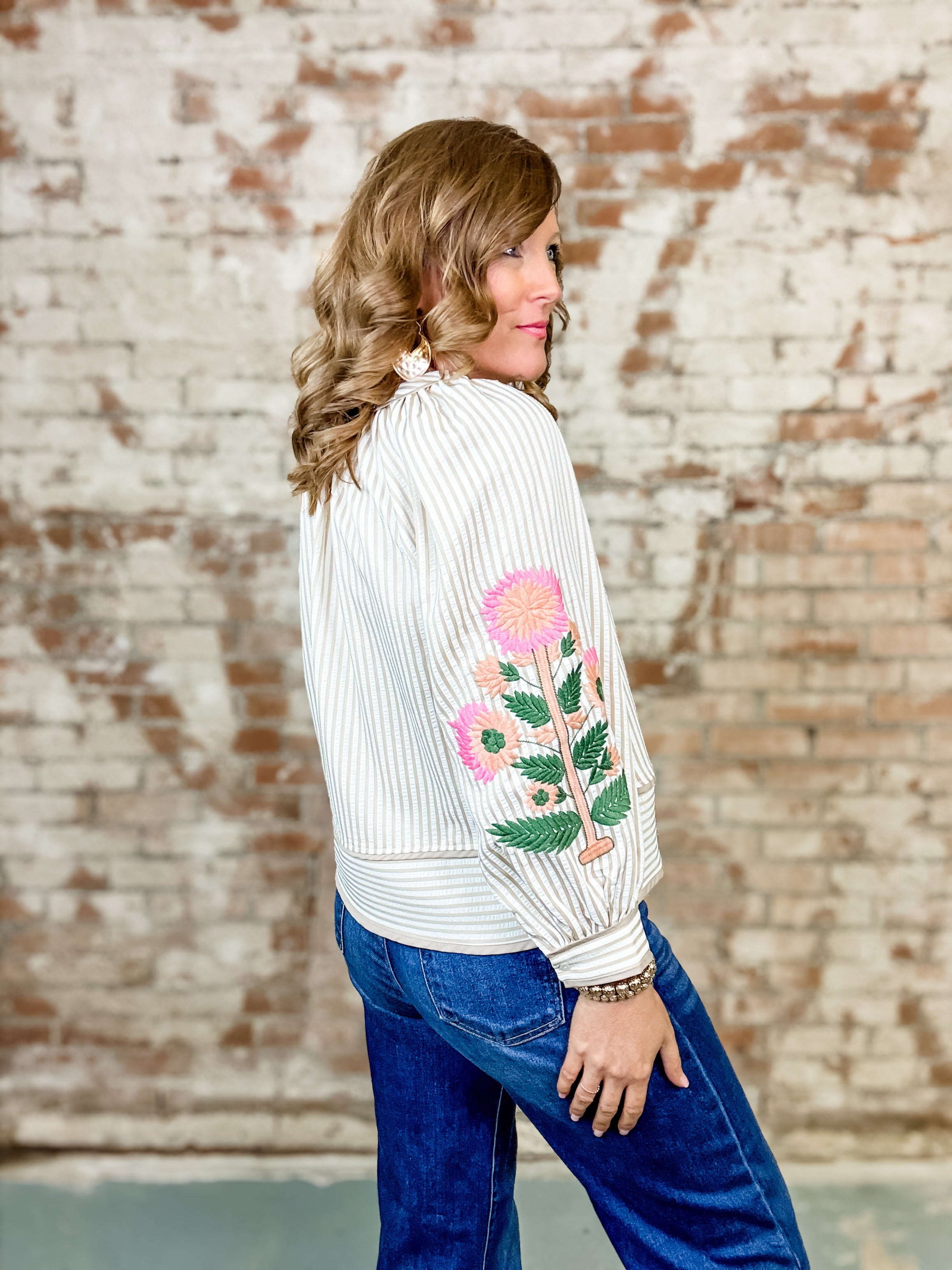 Lindy Embroidered Sleeve Top