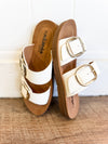 Dawn White Double Buckle Sandals