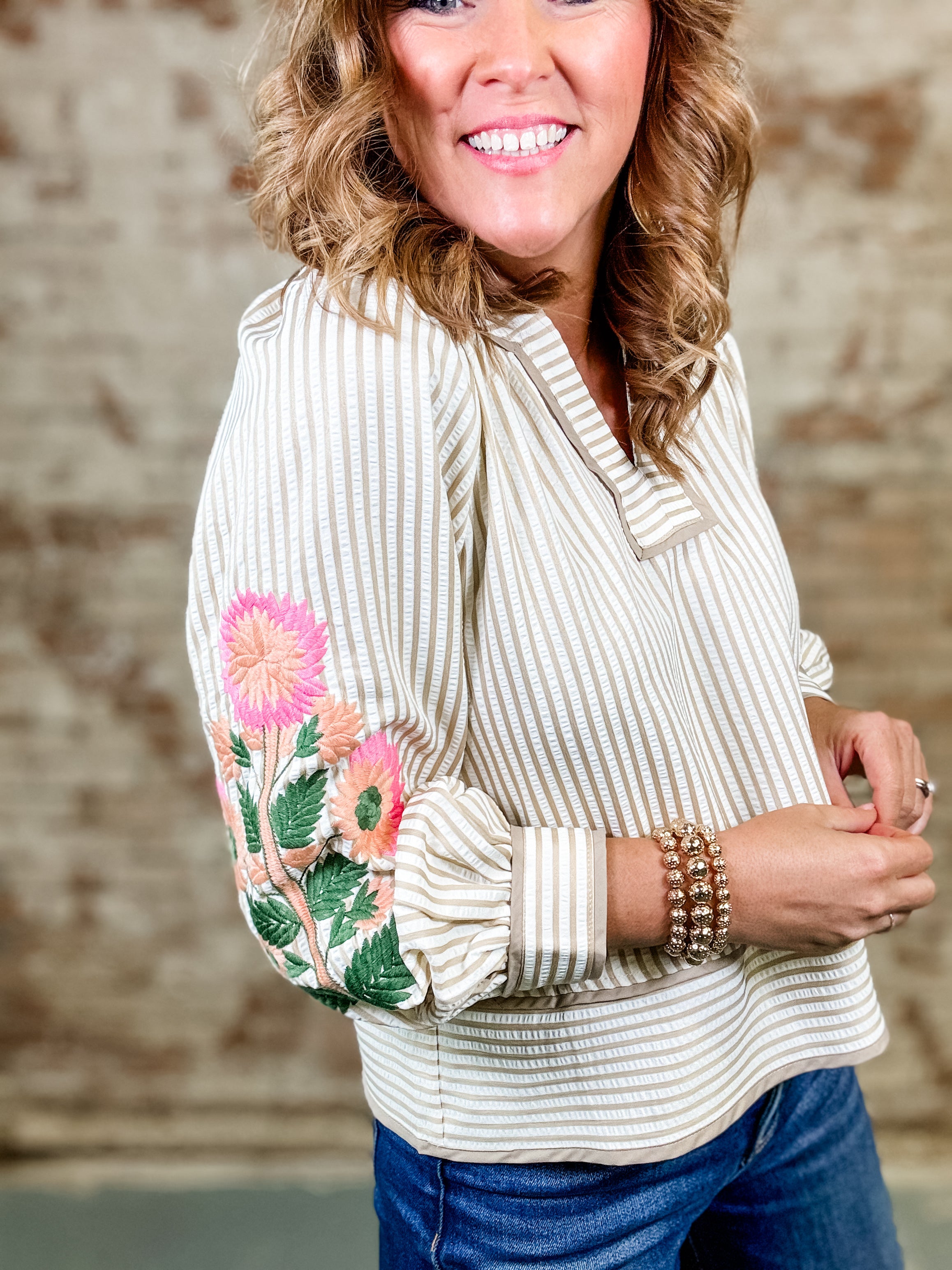 Lindy Embroidered Sleeve Top