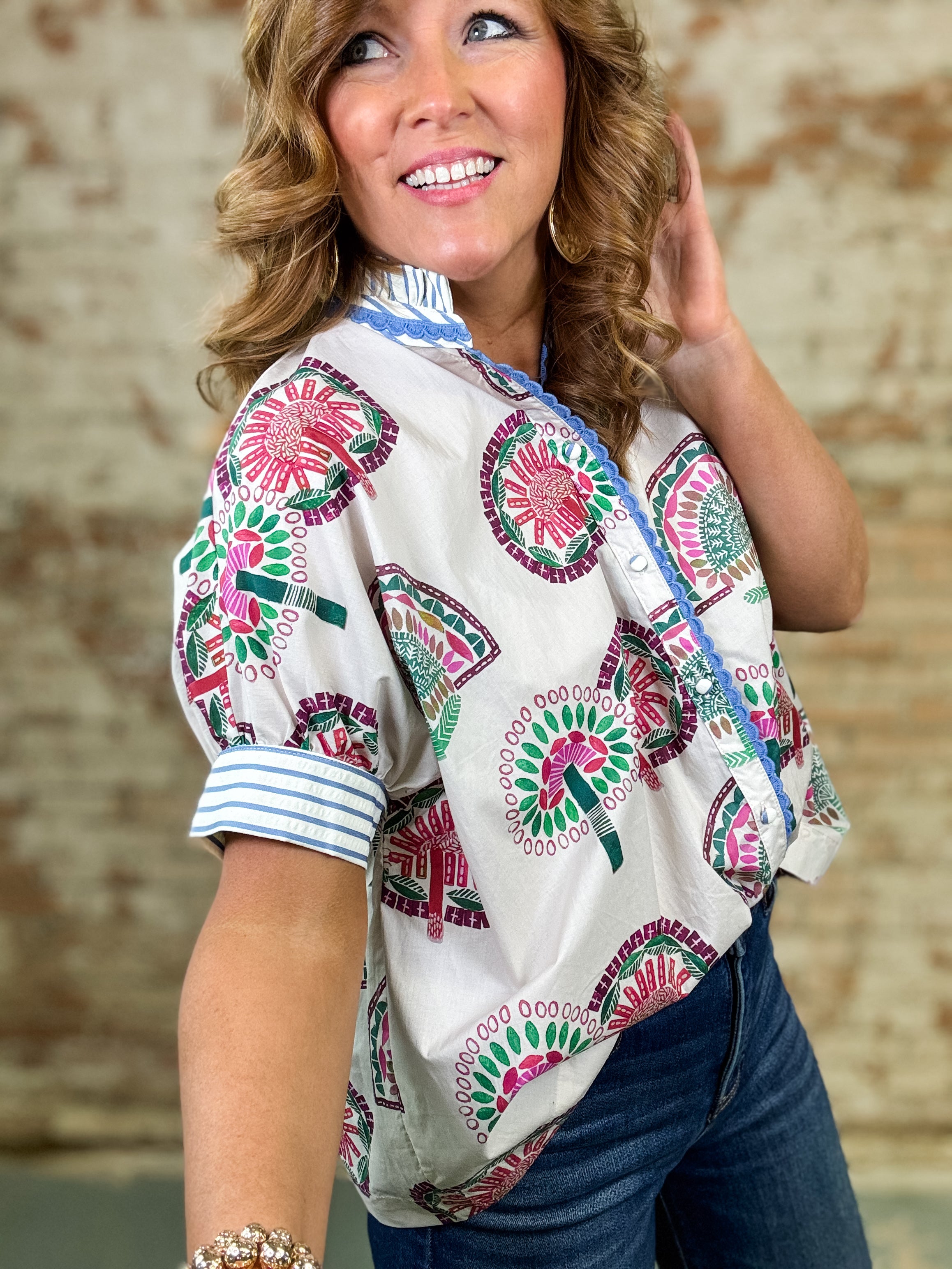 Adalee Abstract Print Top