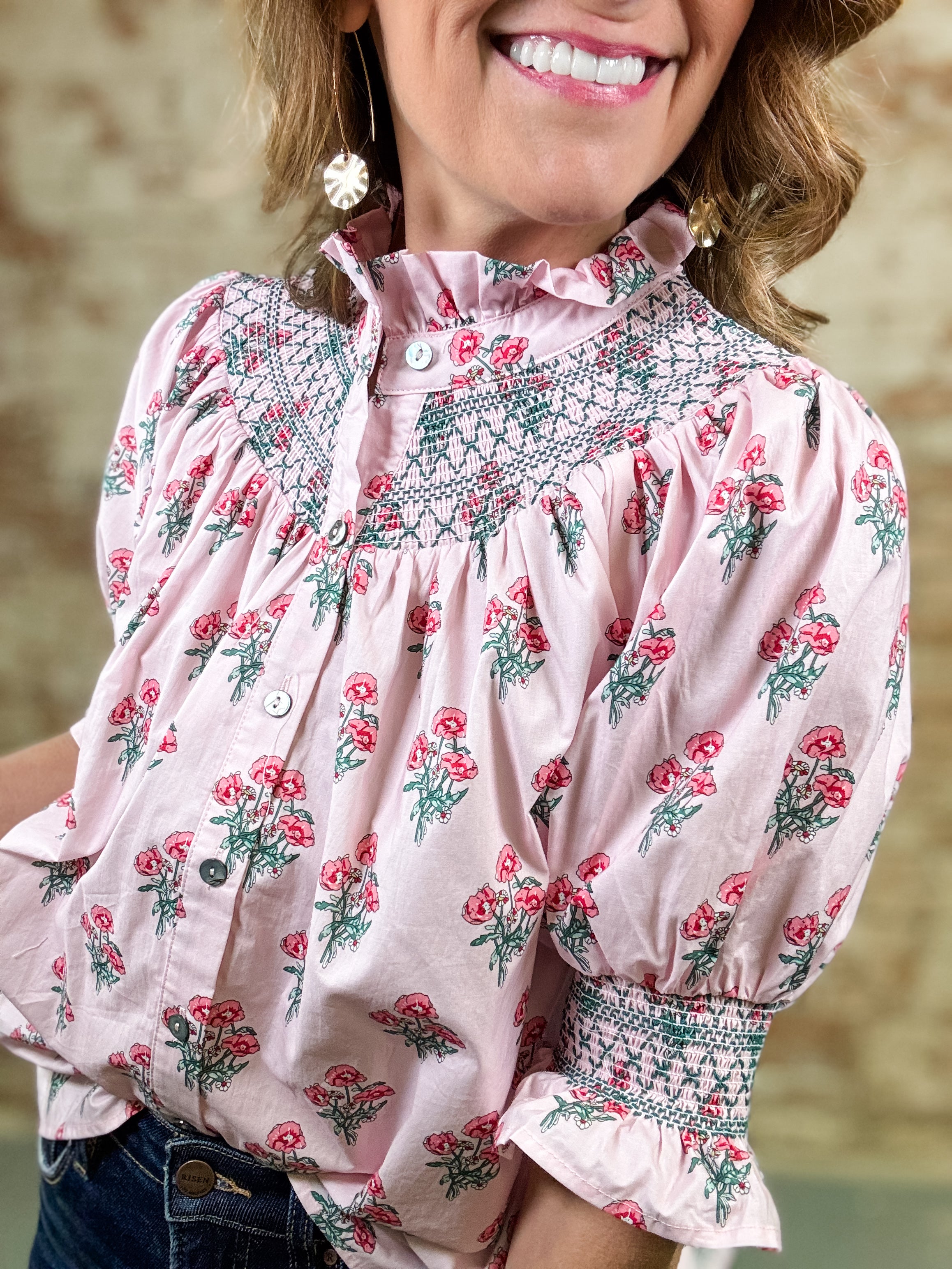 Lila Floral Button-Down Top