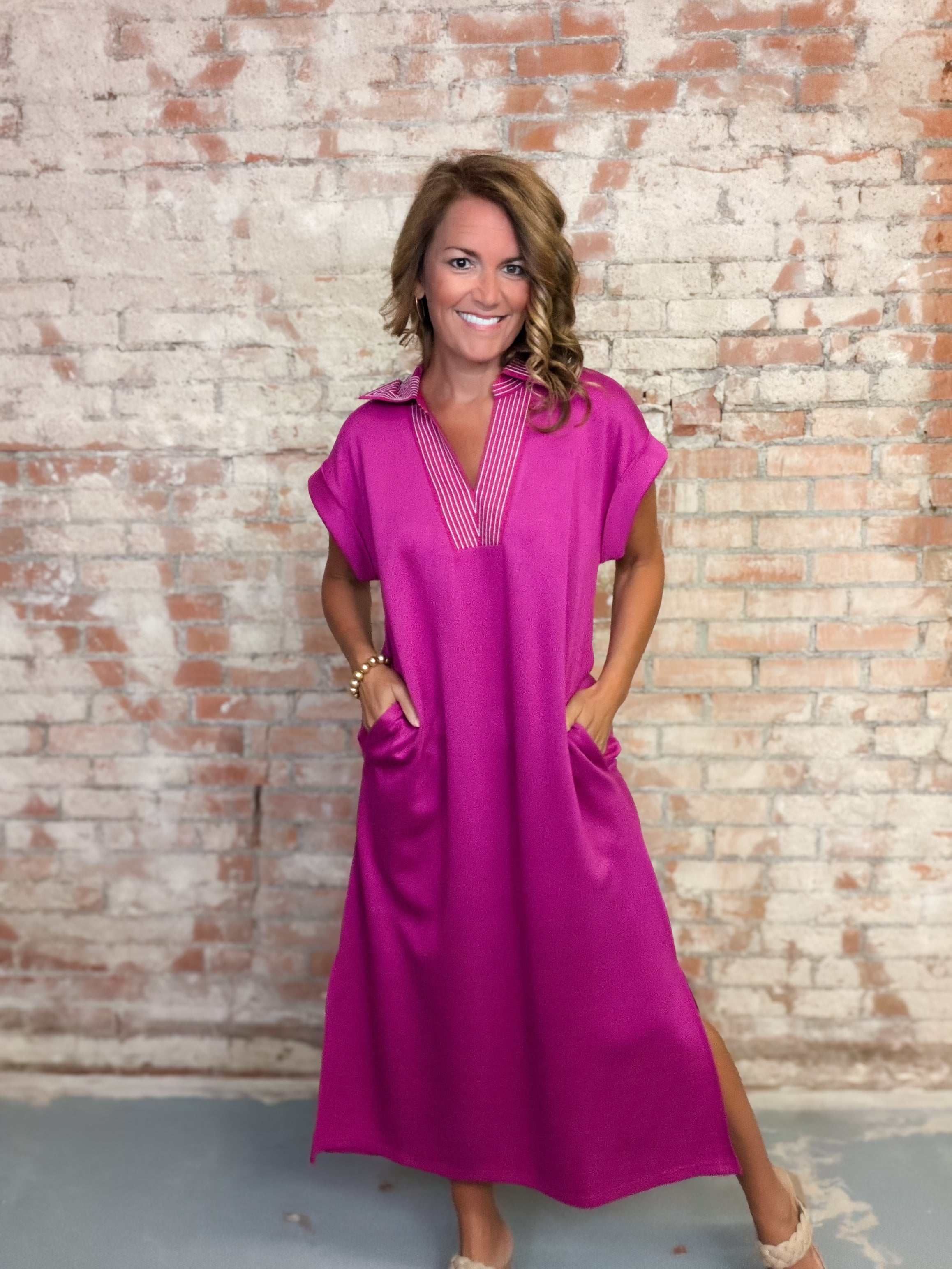Magdalena Solid Midi Dress