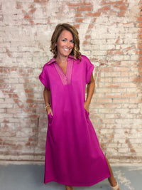 Magdalena Solid Midi Dress