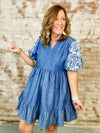Kris Embroidered Chambray Dress