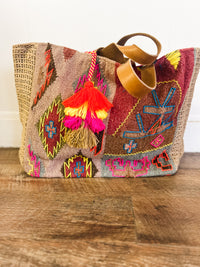 Curren Stitched Tapestry Tote