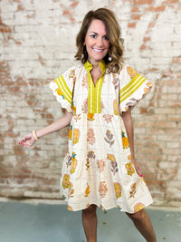 Quinton Scalloped Sleeve Dress