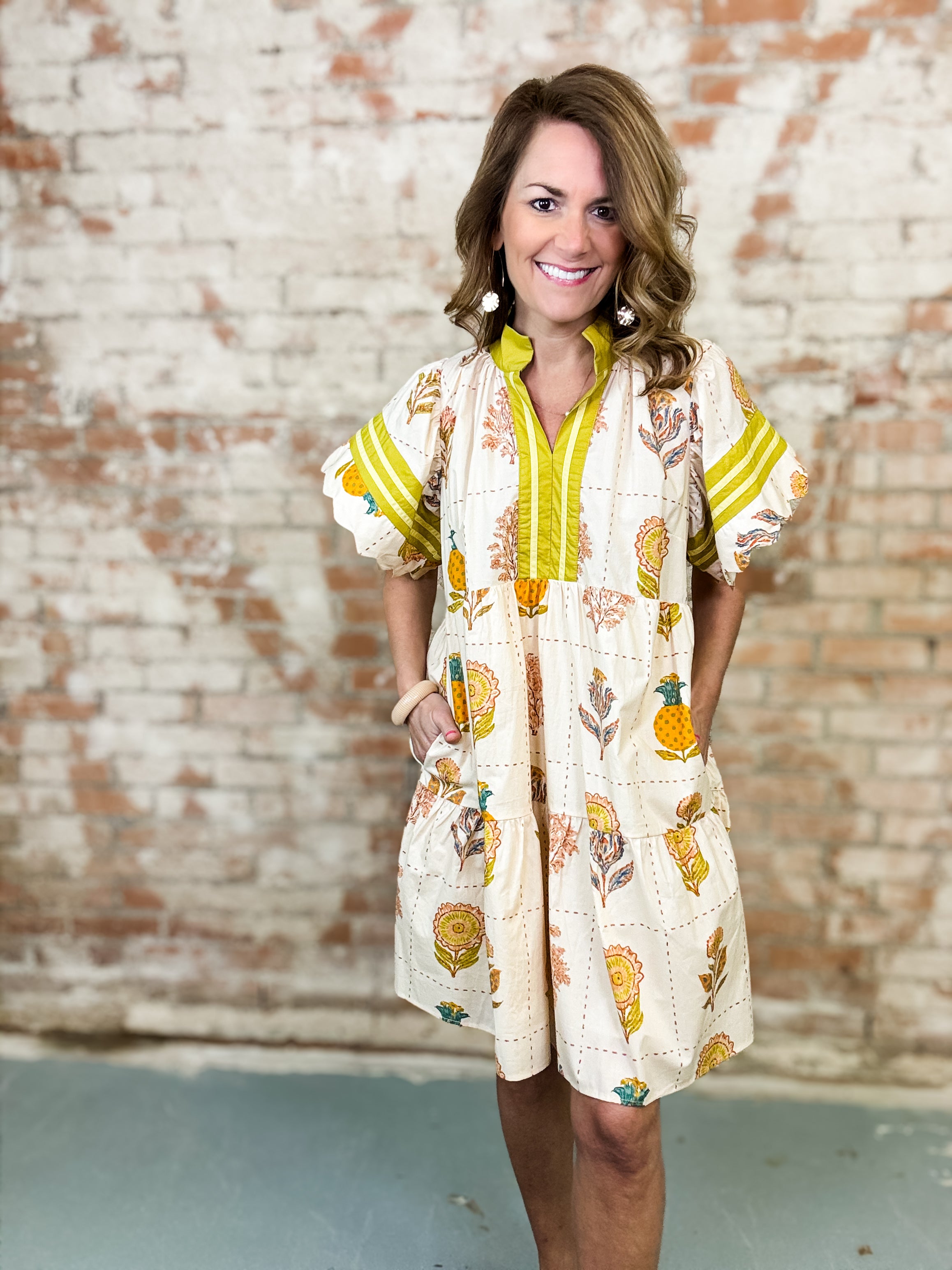 Quinton Scalloped Sleeve Dress