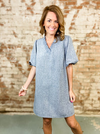 Tori Smocked Denim Dress