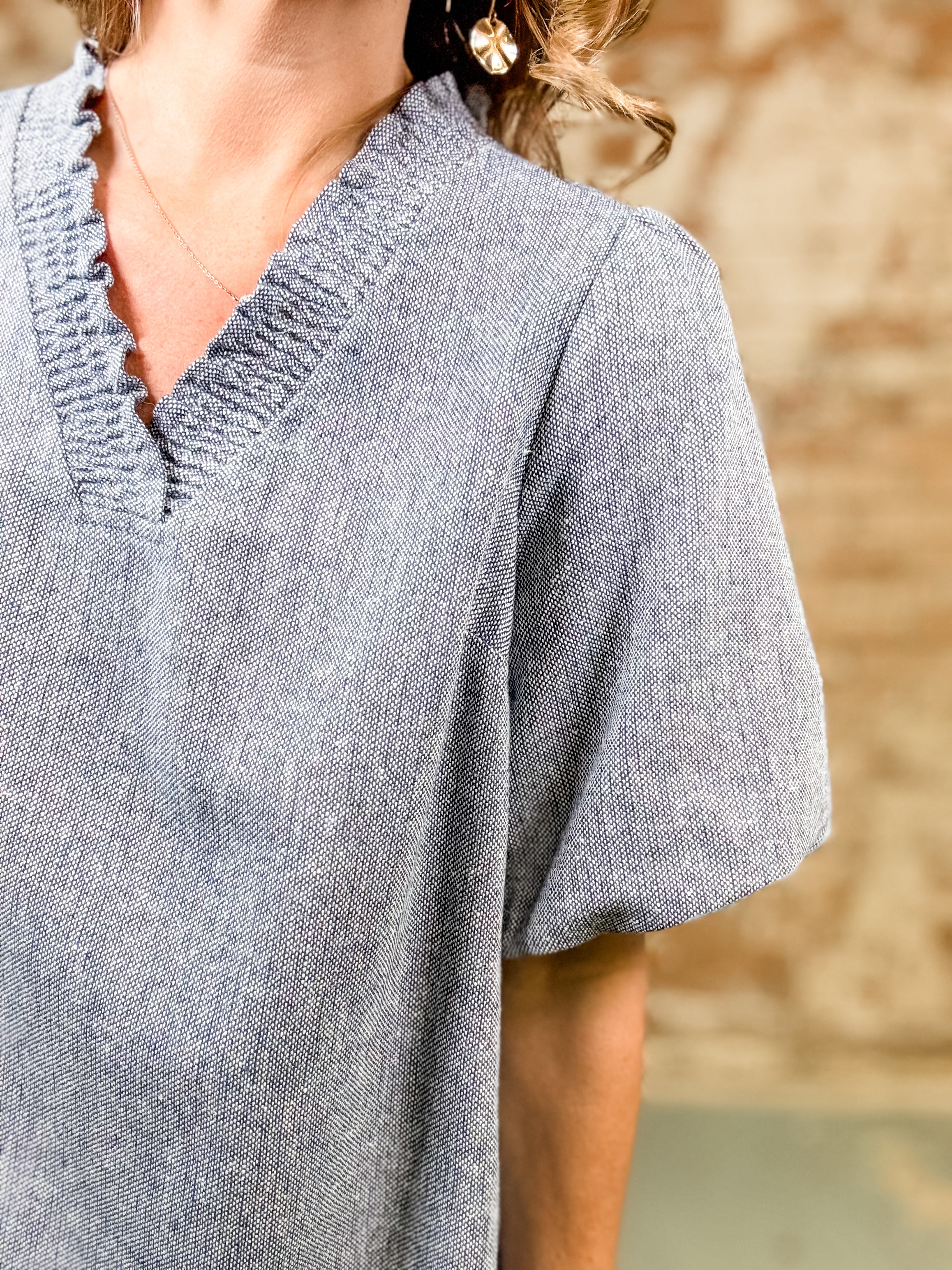 Tori Smocked Denim Dress