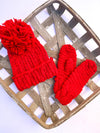 Red Knit Hat & Mitten Set