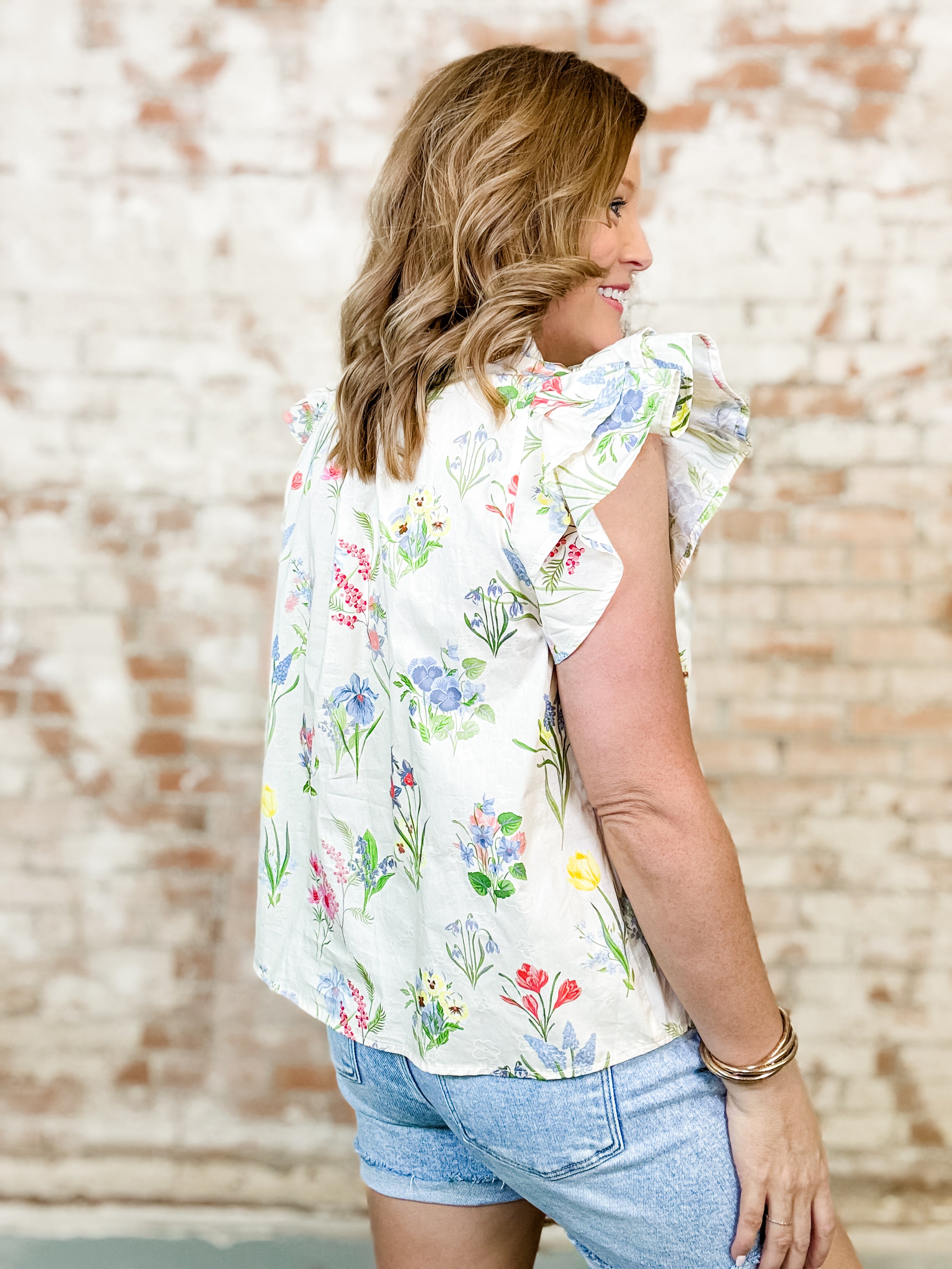 Cyndi Floral Button Front Top