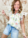 Cyndi Floral Button Front Top
