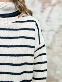 Everly Black + Tan Stripe Sweater