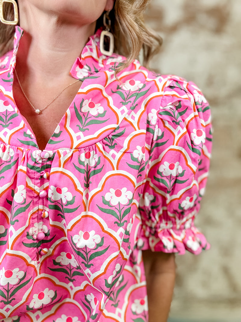Dylann Floral Button Top