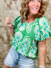 Veronica Pleated Print Top
