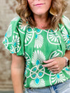 Veronica Pleated Print Top