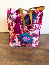 Nirae Velvet Floral Tote Bag