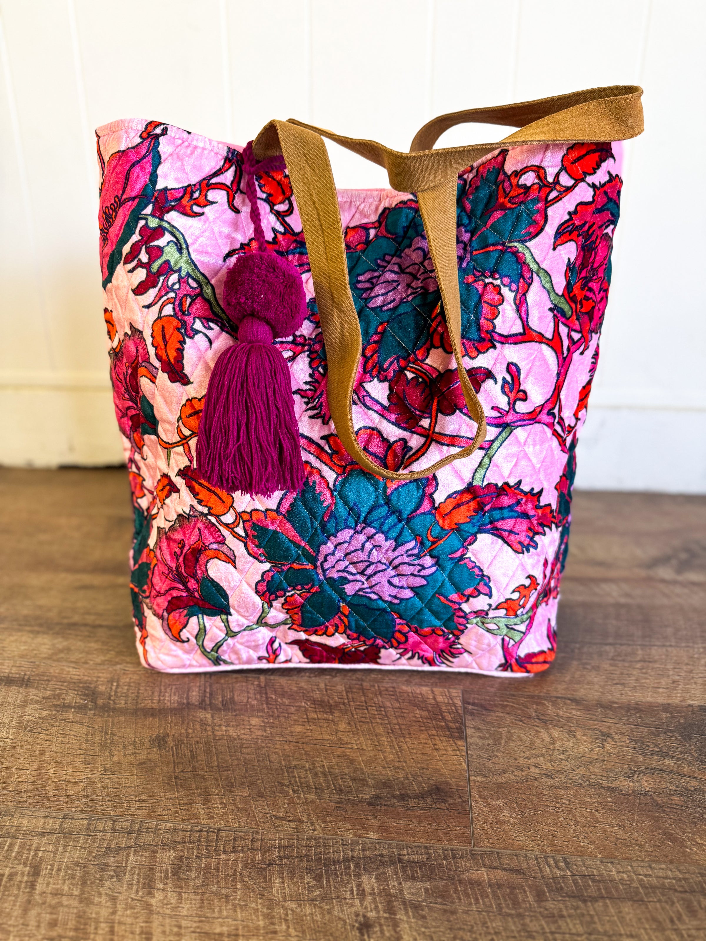 Nirae Velvet Floral Tote Bag