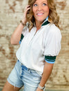 Sherrilyn Banded Zip Front Top