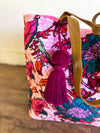 Nirae Velvet Floral Tote Bag